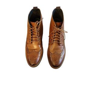Base london Brown Leather Ankle Boots with Sturdy Soles Size 10